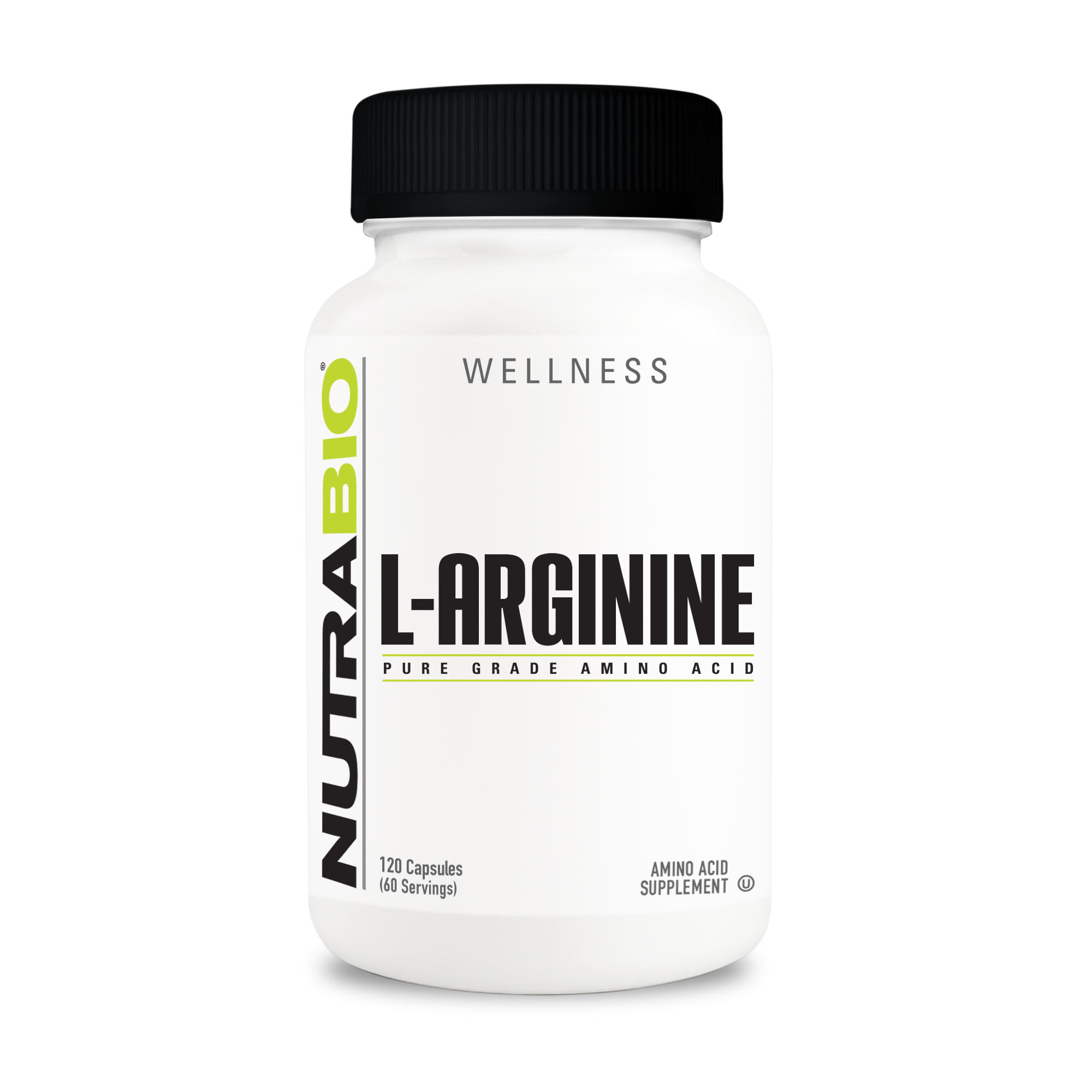 NutraBio L-Arginine - 120 Capsules