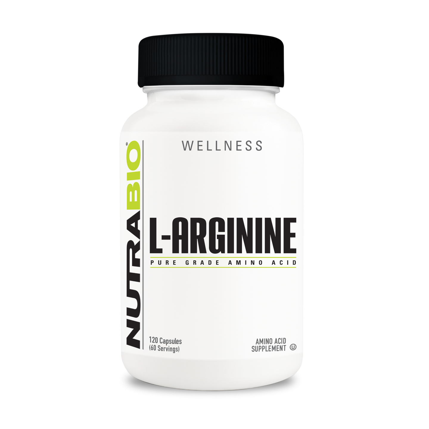NutraBio L-Arginine - 120 Capsules