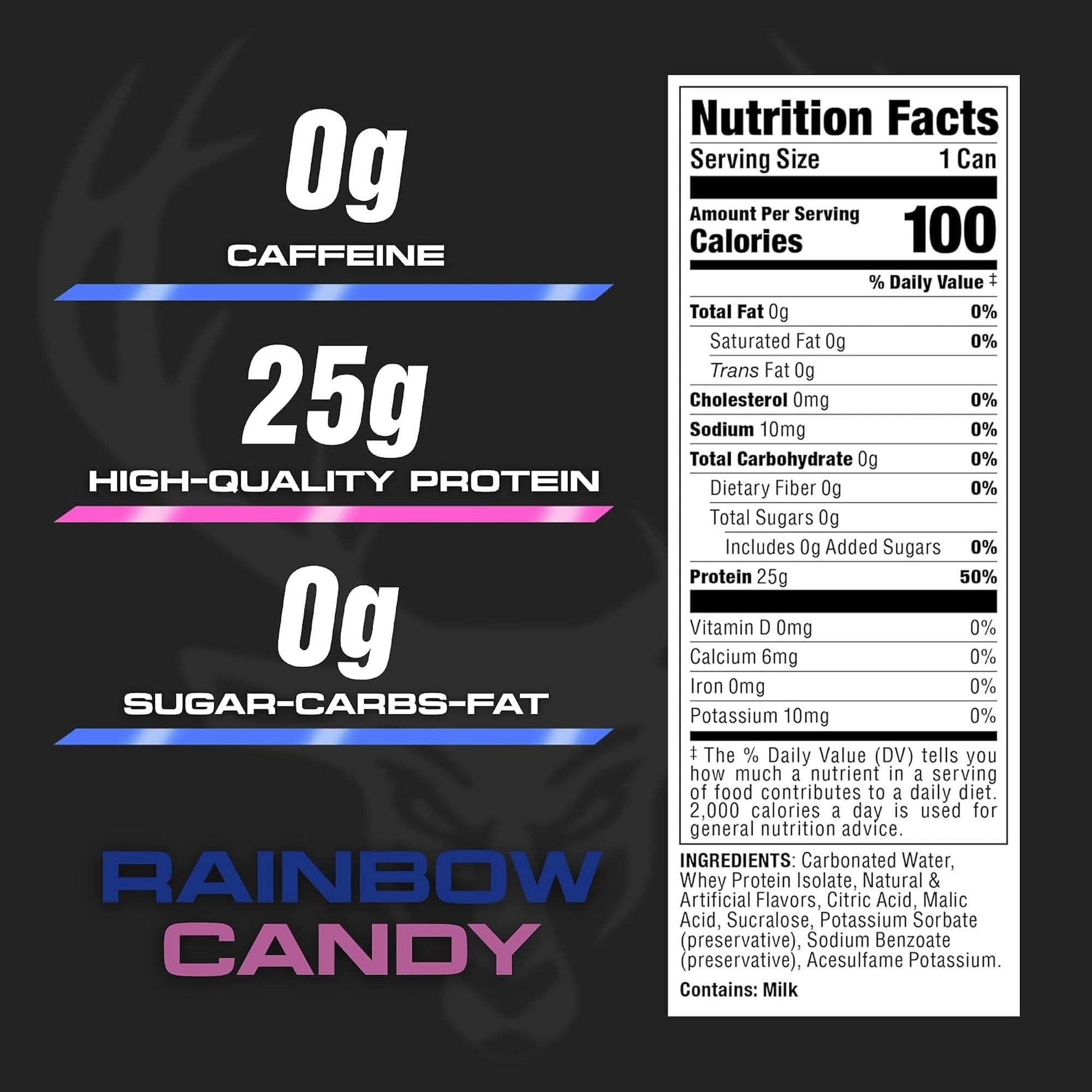 Bucked Up Carbonated Protein RTD - Rainbow Candy