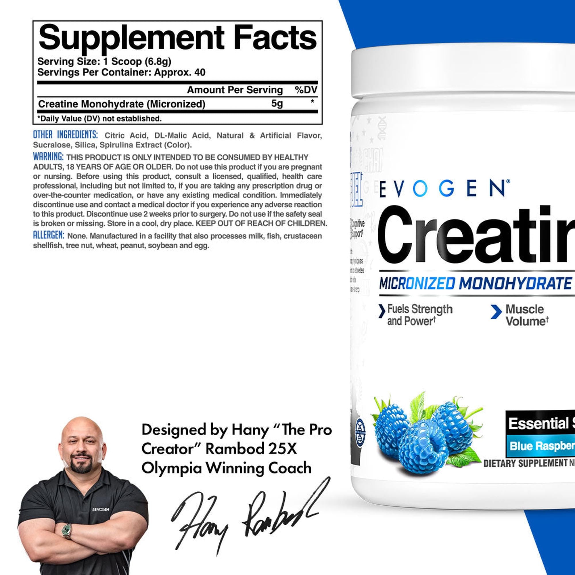 Evogen Creatine Monohydrate - 40 Servings