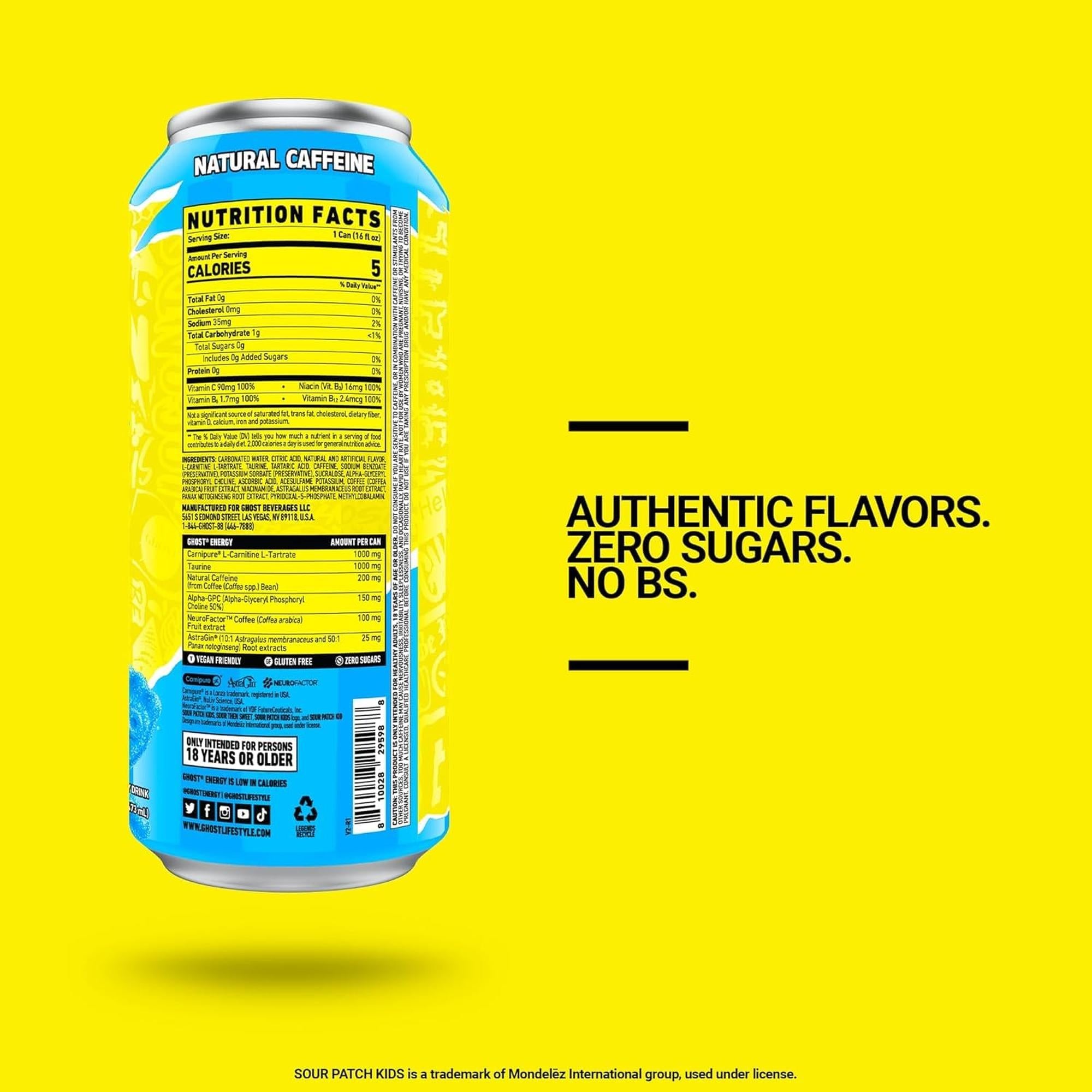 Ghost Energy Drink - Sour Patch Blue Raspberry