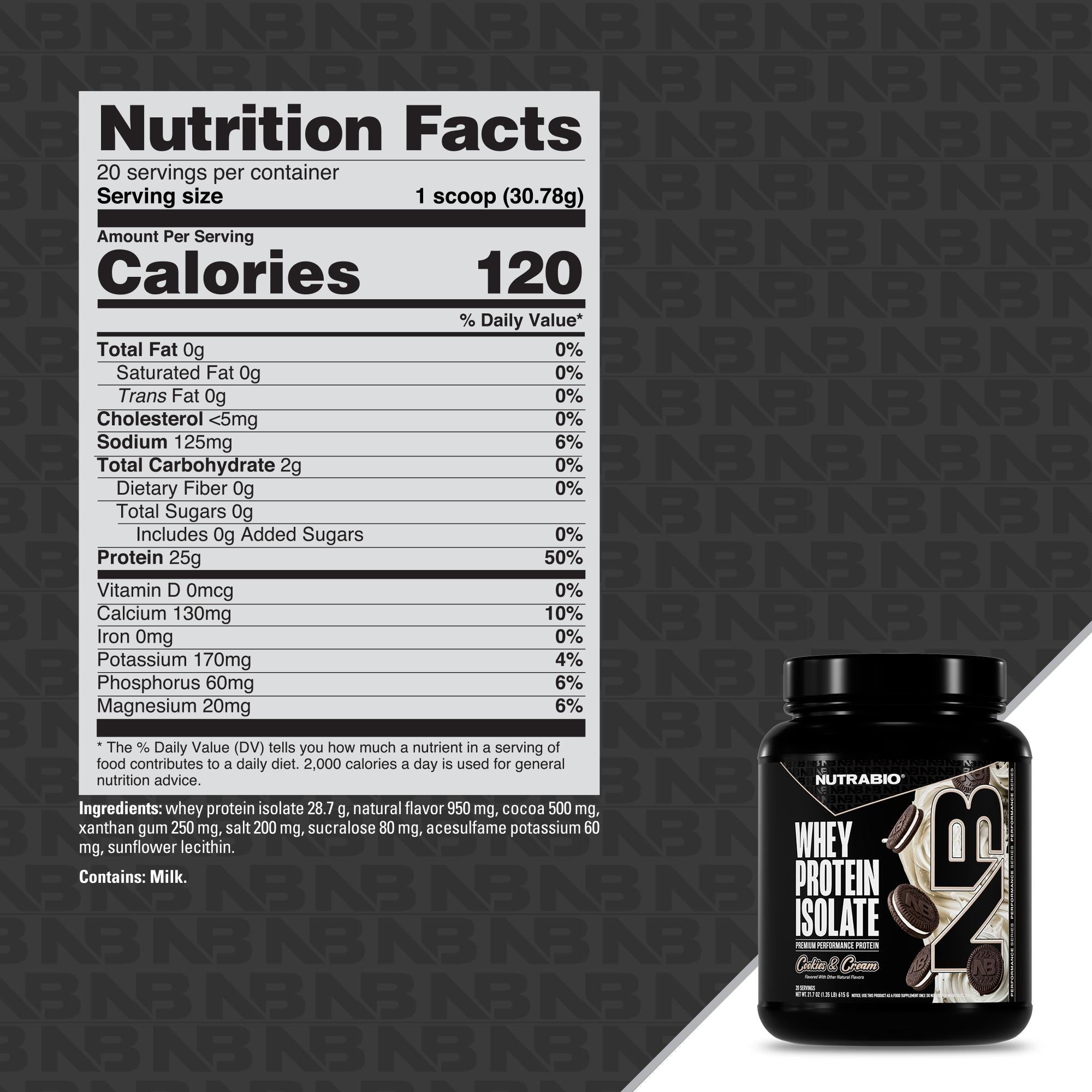 NutraBio 100% Whey Protein Isolate - 20 Servings