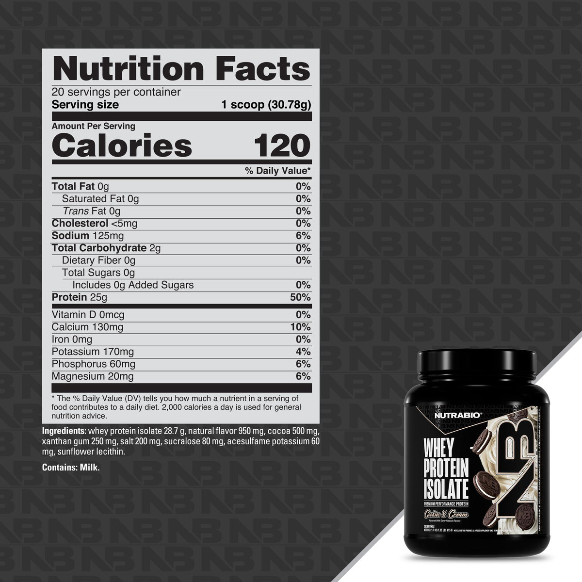 NutraBio 100% Whey Protein Isolate - 20 Servings