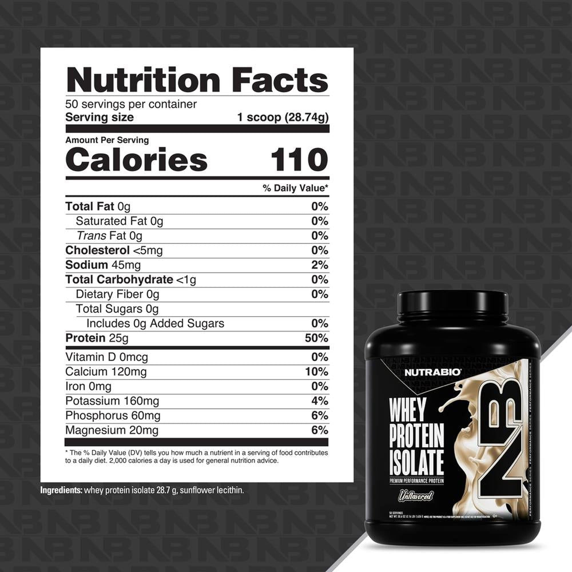 NutraBio 100% Whey Protein Isolate - 50 Servings