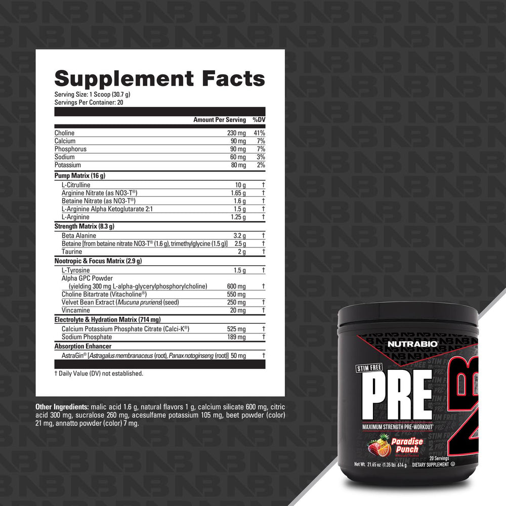 NutraBio PRE Workout Stim-Free
