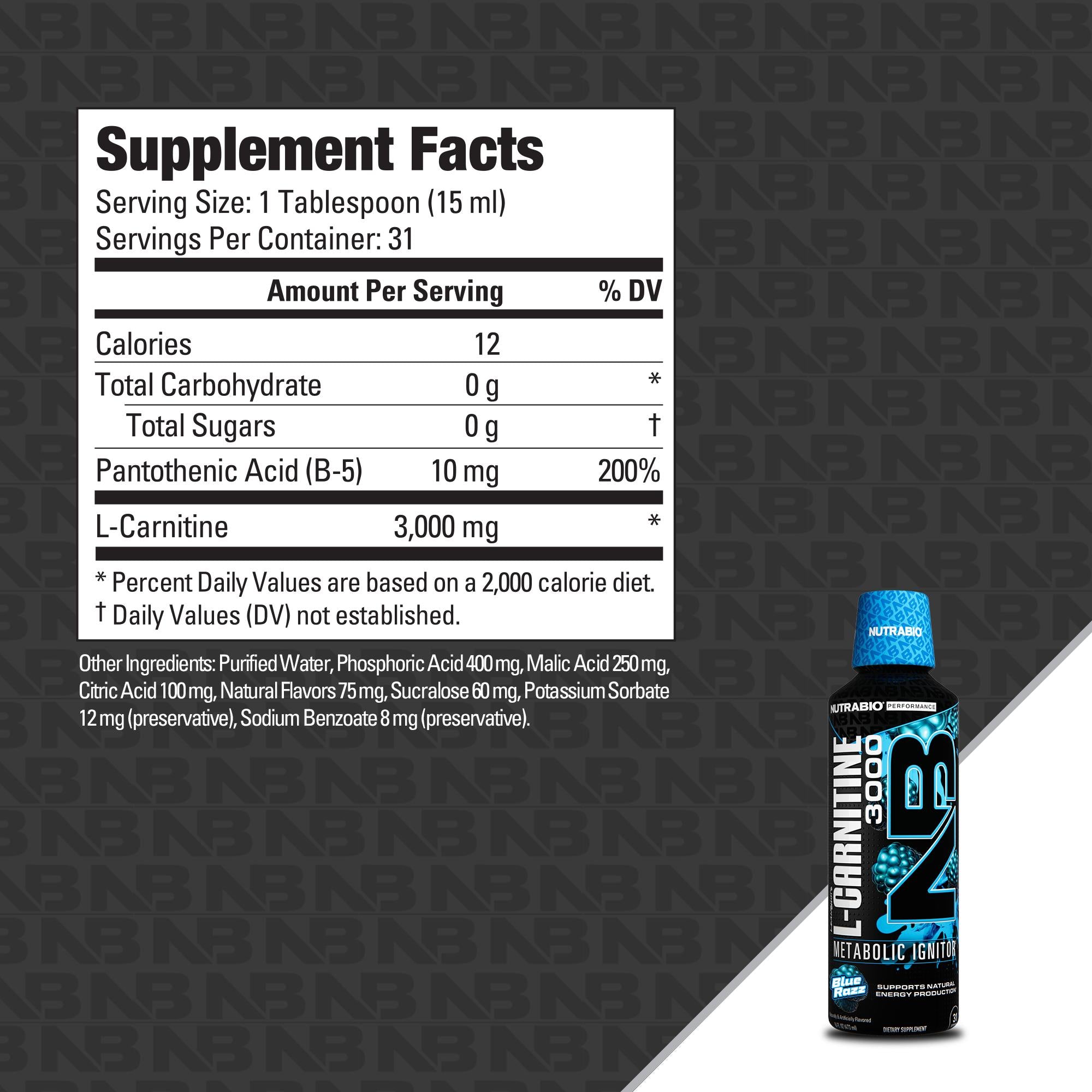 NutraBio L-Carnitine 3000