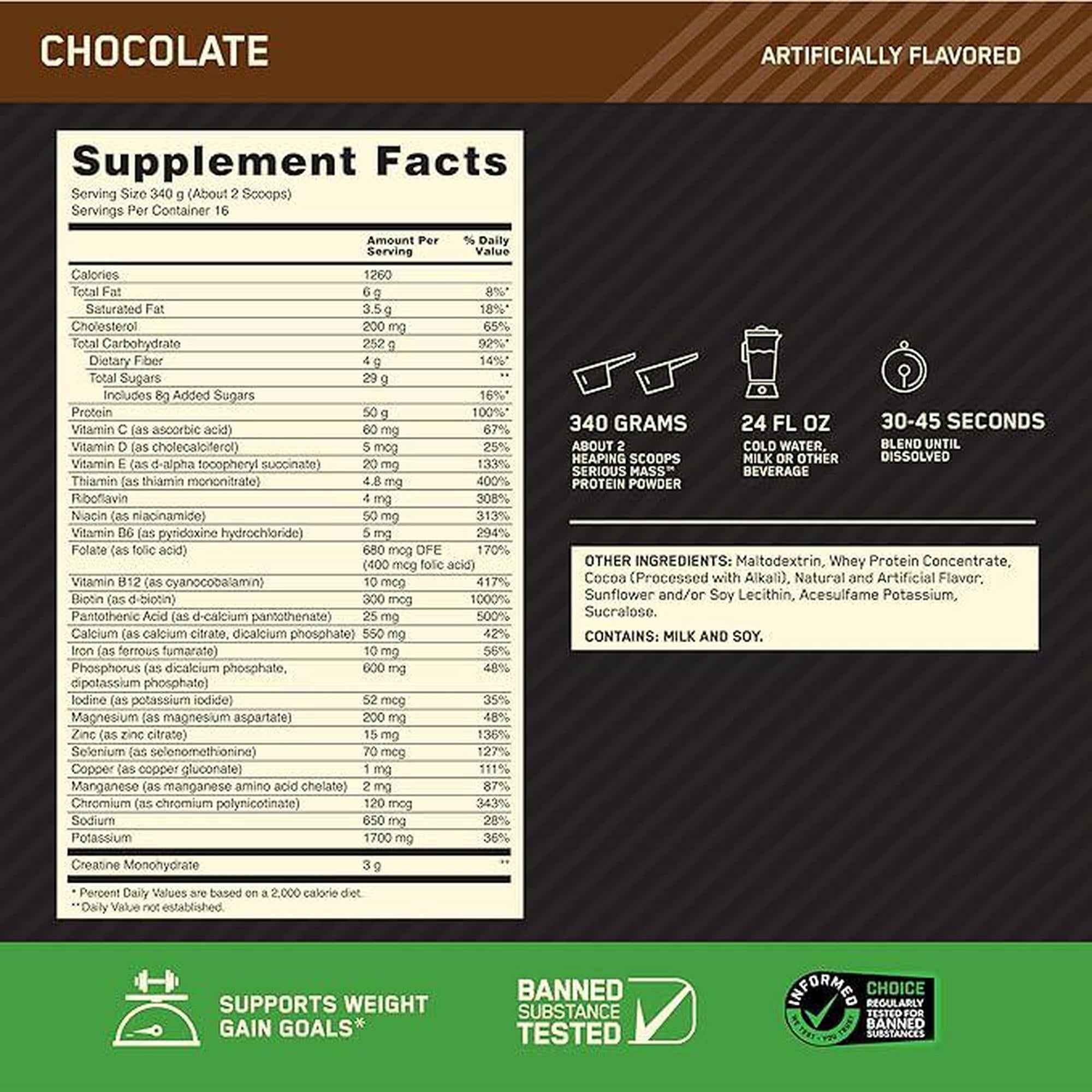 Optimum Nutrition SERIOUS MASS - 12 Ib