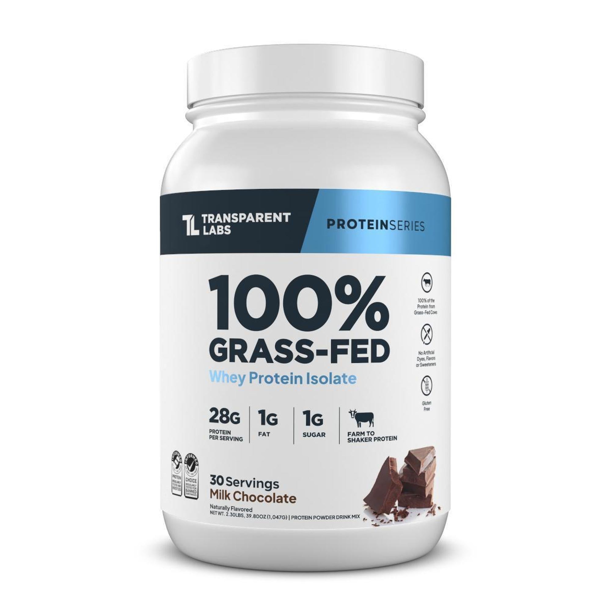 Transparent Labs 100% Grass-Fed Whey Protein Isolate 2 lb - Milk Chocolate