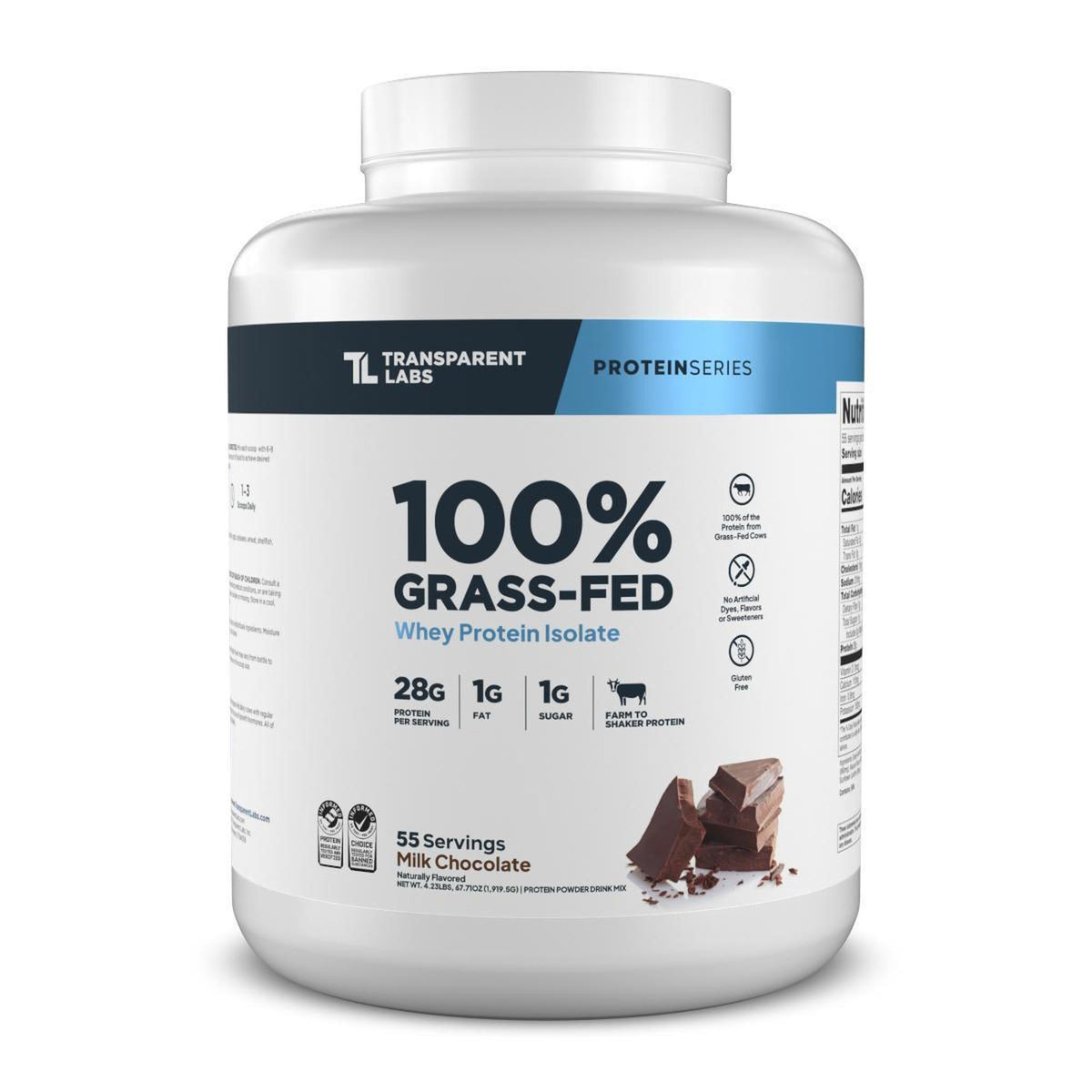 Transparent Labs 100% Grass-Fed Whey Protein Isolate 4 lb - Milk Chocolate