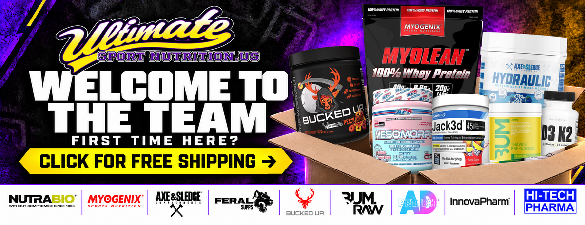 Welcome to the team. Click for free shipping. Original product photos of Bucked Up Peach Rings, APS Mesomorph, Myolean, Hydraulic, Jack3d, Thavage and NutraBio D3K2.